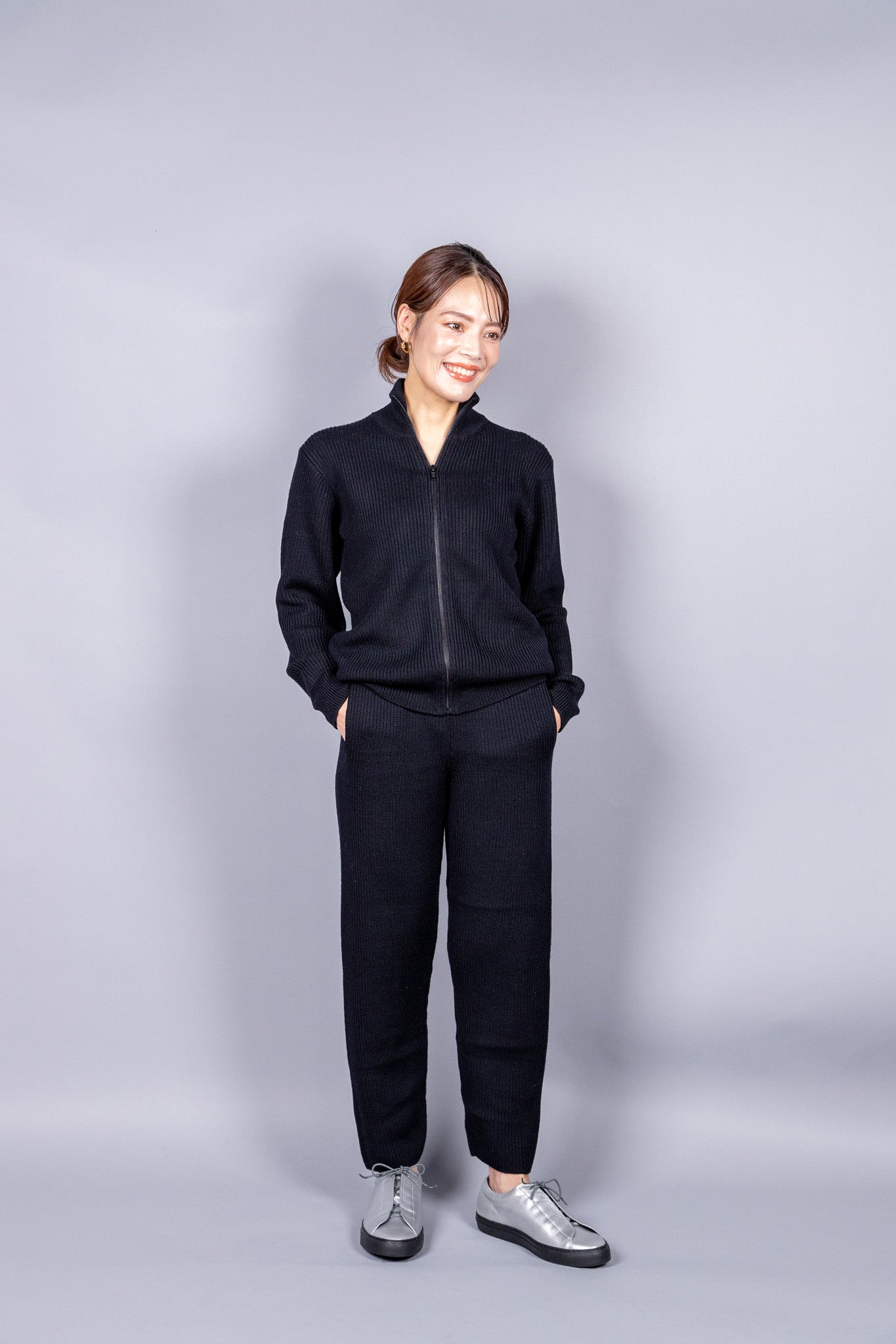 unnames.ハーフジップニット Black