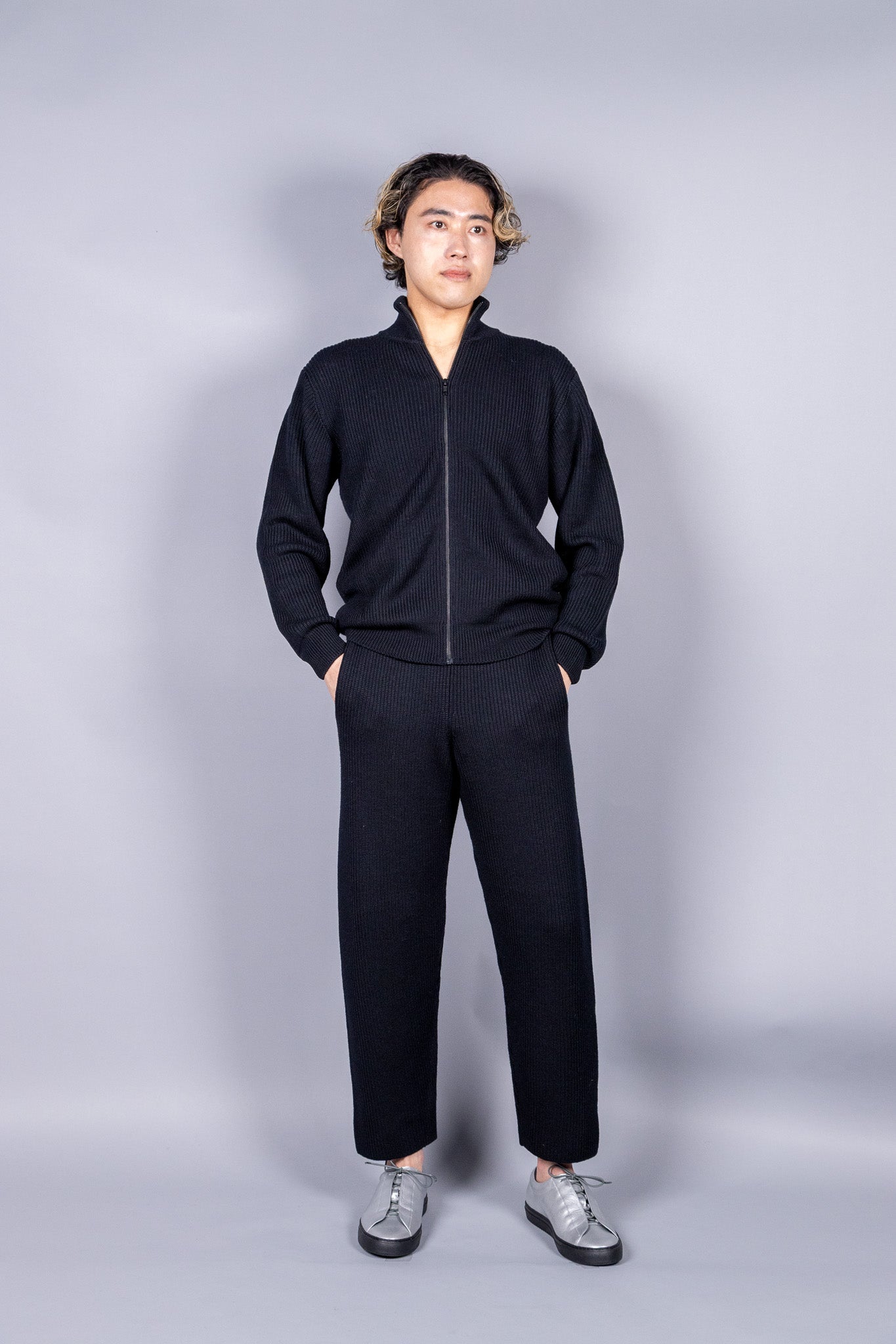 unnames.ハーフジップニット Black