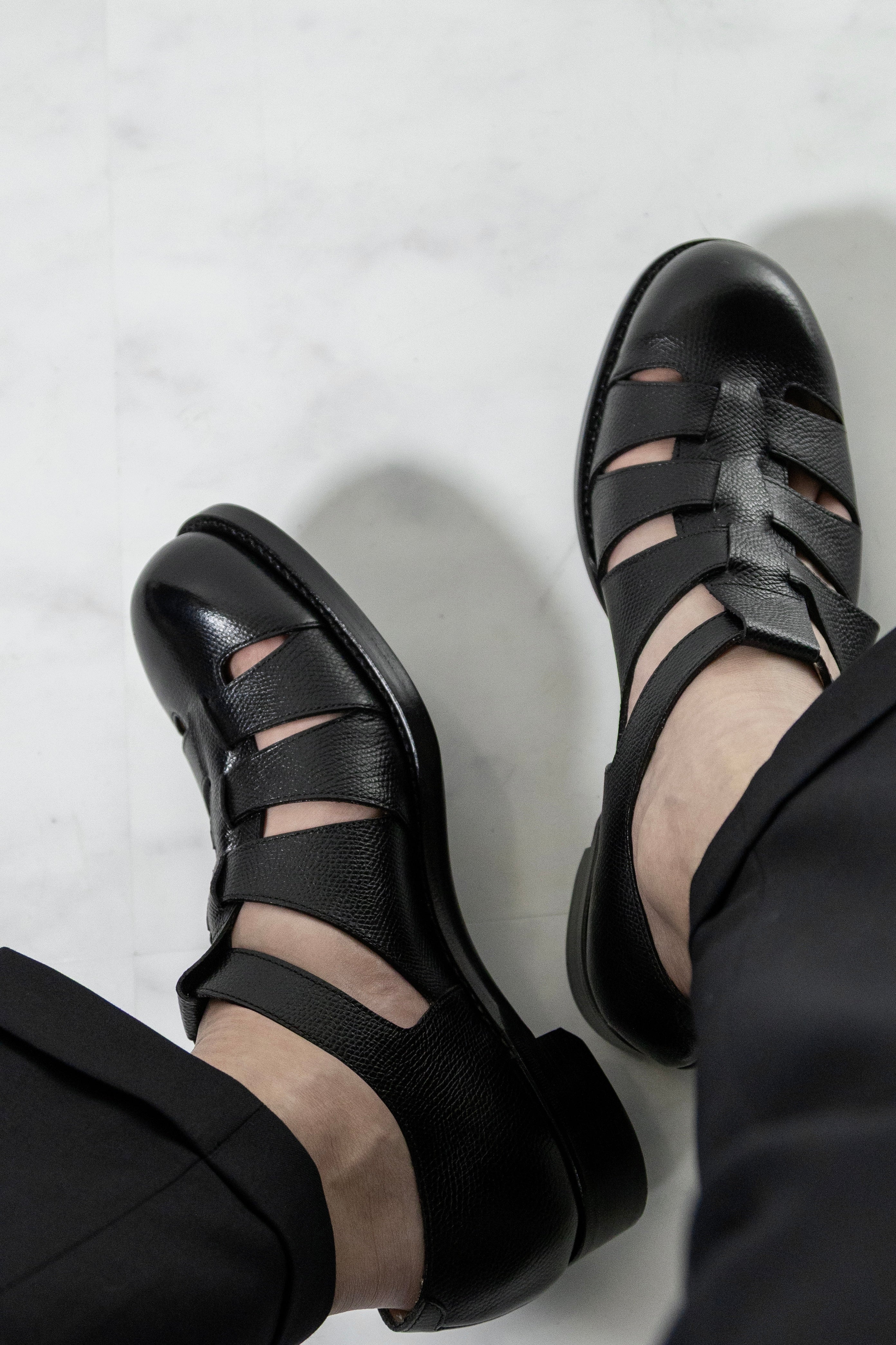 chausser】 GURKHA SHOES BLACK – unnames.online shop