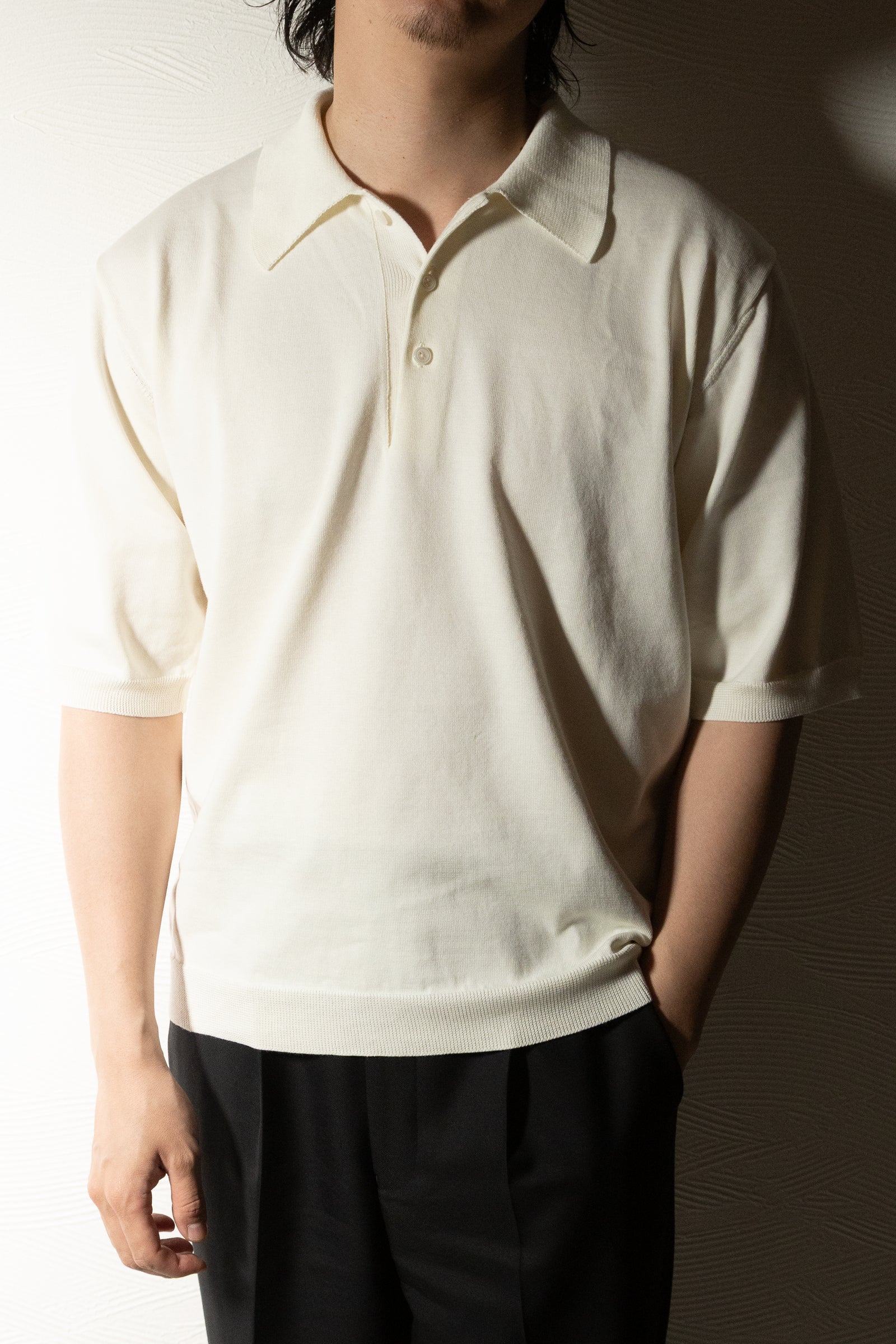 【予約販売】『unnames.』シーアイランドコットン ニットポロ White