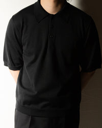 【予約販売】『unnames.』シーアイランドコットン ニットポロ Black