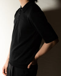 【予約販売】『unnames.』シーアイランドコットン ニットポロ Black