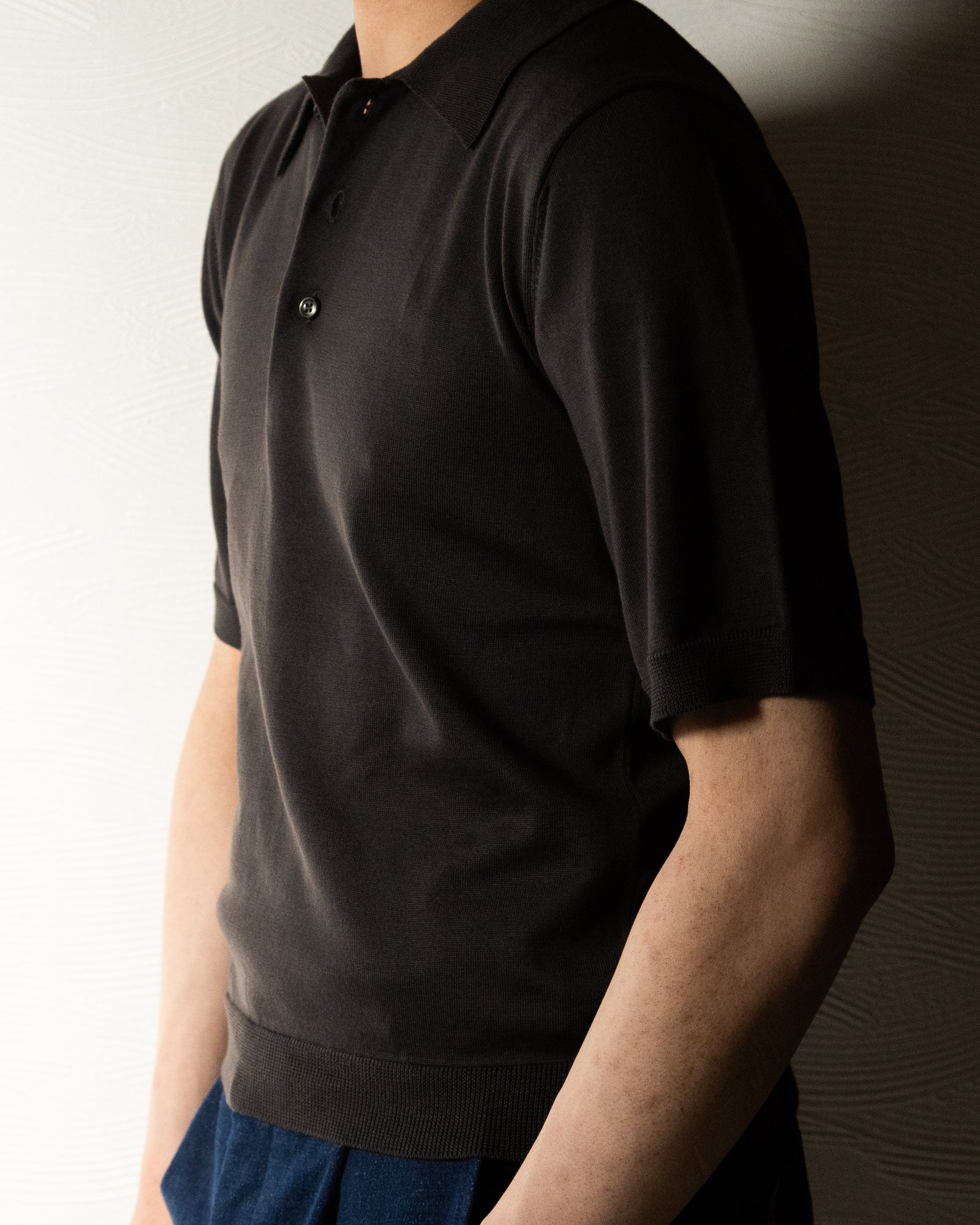 【予約販売】『unnames.』シーアイランドコットン ニットポロ gray