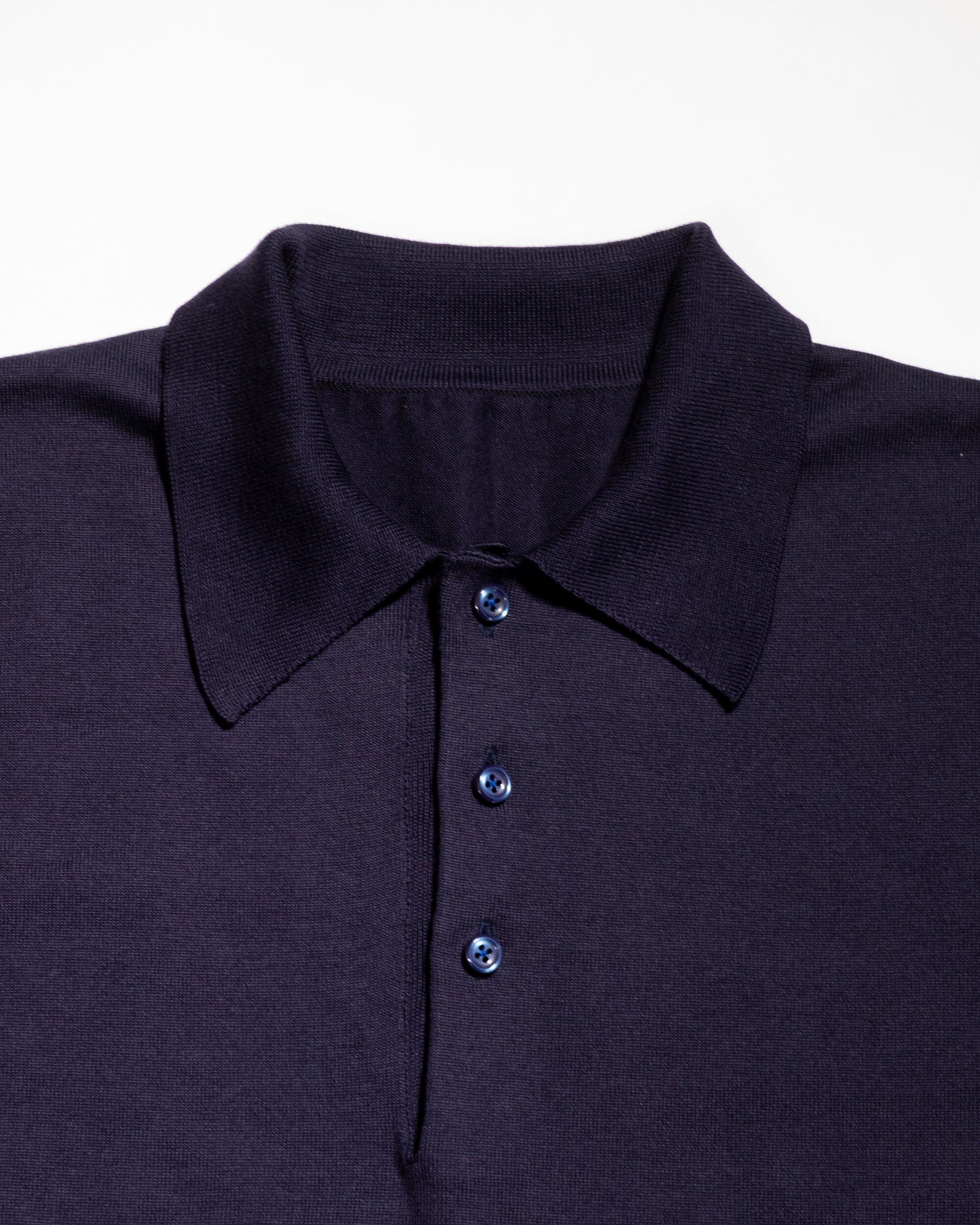 【予約販売】『unnames.』シーアイランドコットン ニットポロ navy