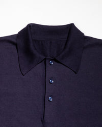【予約販売】『unnames.』シーアイランドコットン ニットポロ navy