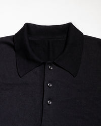 【予約販売】『unnames.』シーアイランドコットン ニットポロ Black