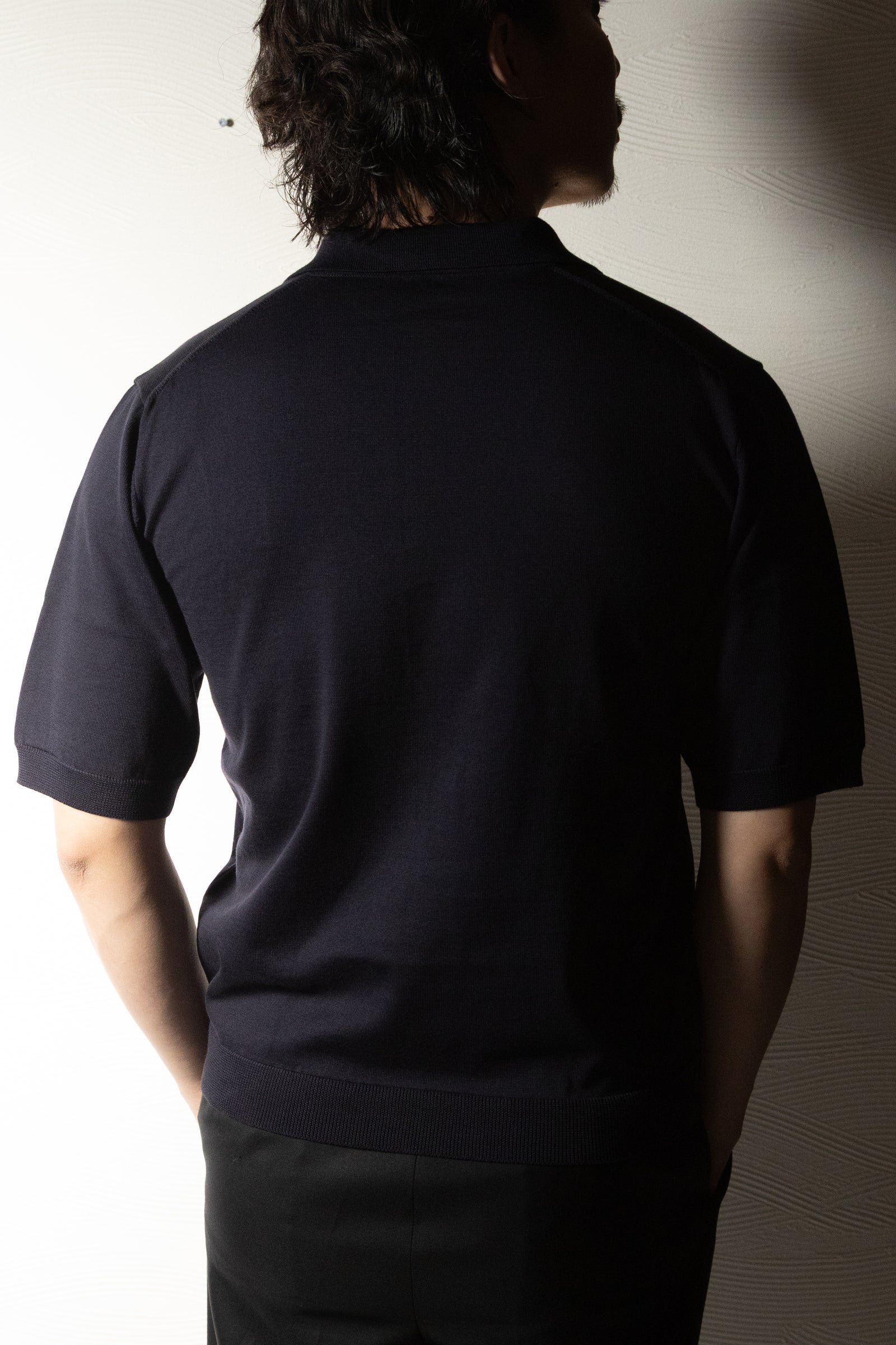 【予約販売】『unnames.』シーアイランドコットン ニットポロ navy