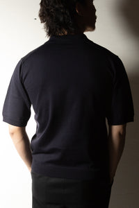 【予約販売】『unnames.』シーアイランドコットン ニットポロ navy