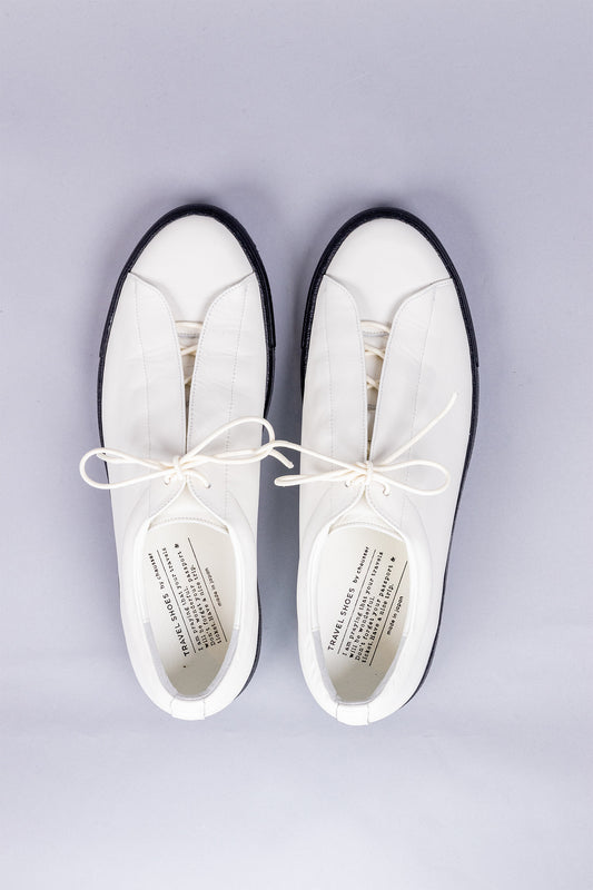 LEATHER LOW-CUT SNEAKERS / WH/BL