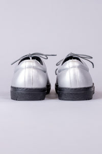 LEATHER LOW-CUT SNEAKERS / silver