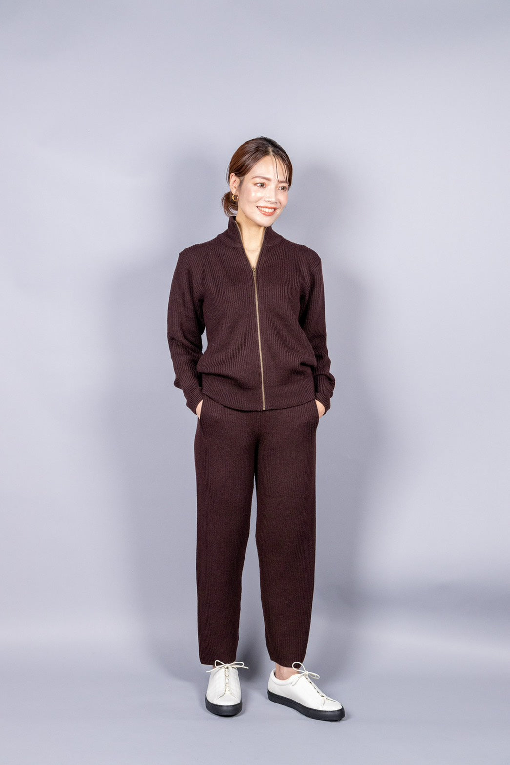 unnames.ハーフジップニットBrown